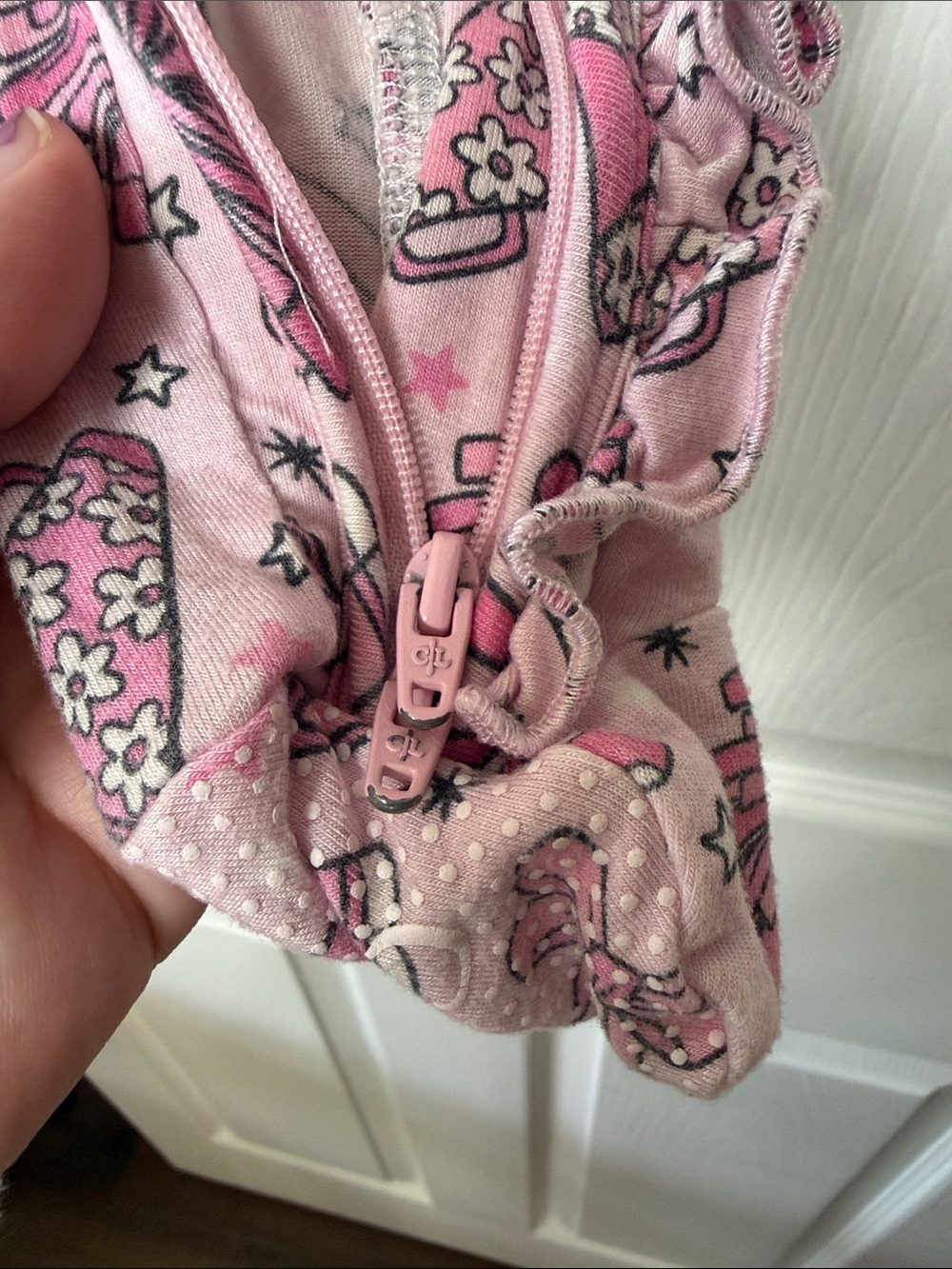 Caden Lane Pink Cheer Ruffle Double Zip Footie - Picture 10 of 10